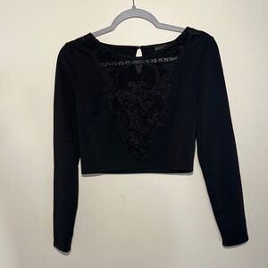 Express Elegant Black Lace Detail Blouse